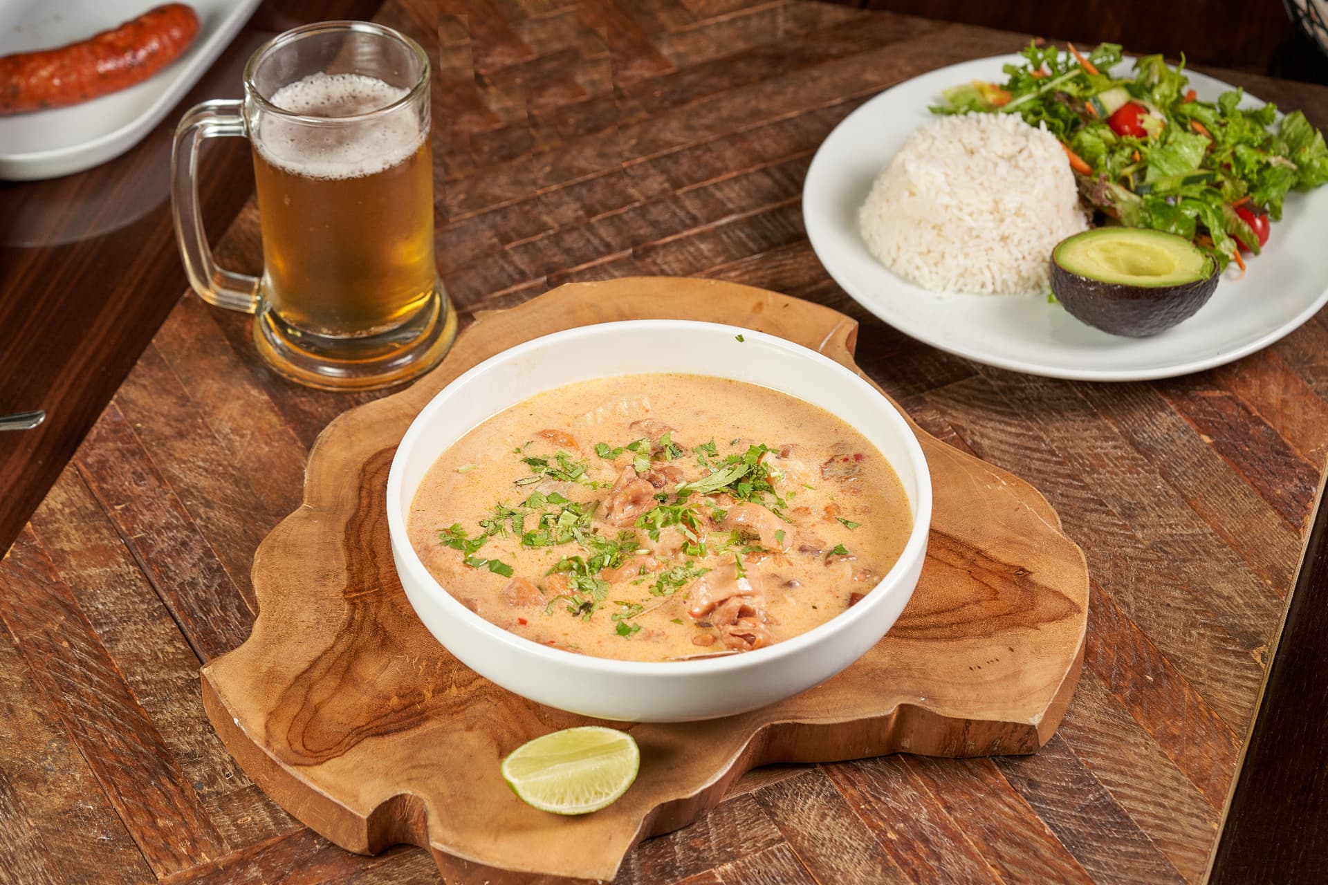 Creamy seafood stew with shrimp and cilantro